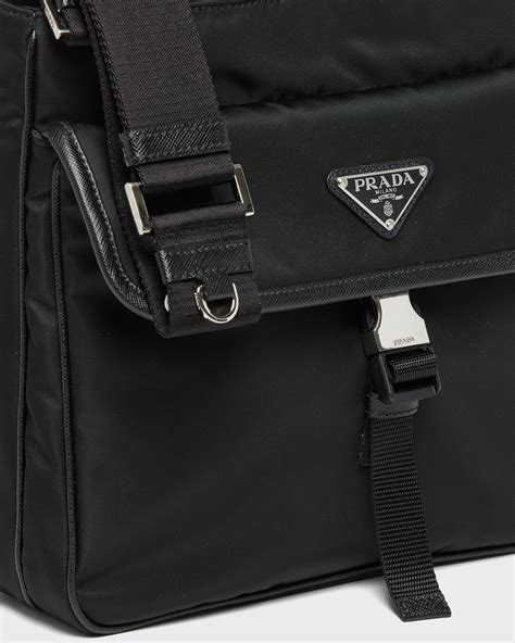 prada black cross-body bag in re-nylon and saffiano leather|prada leather crossbody bag.